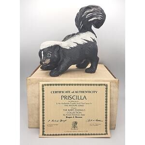 Vtg 1980 River Shore Porcelain Figurine Priscilla The Baby Skunk IB COA U238